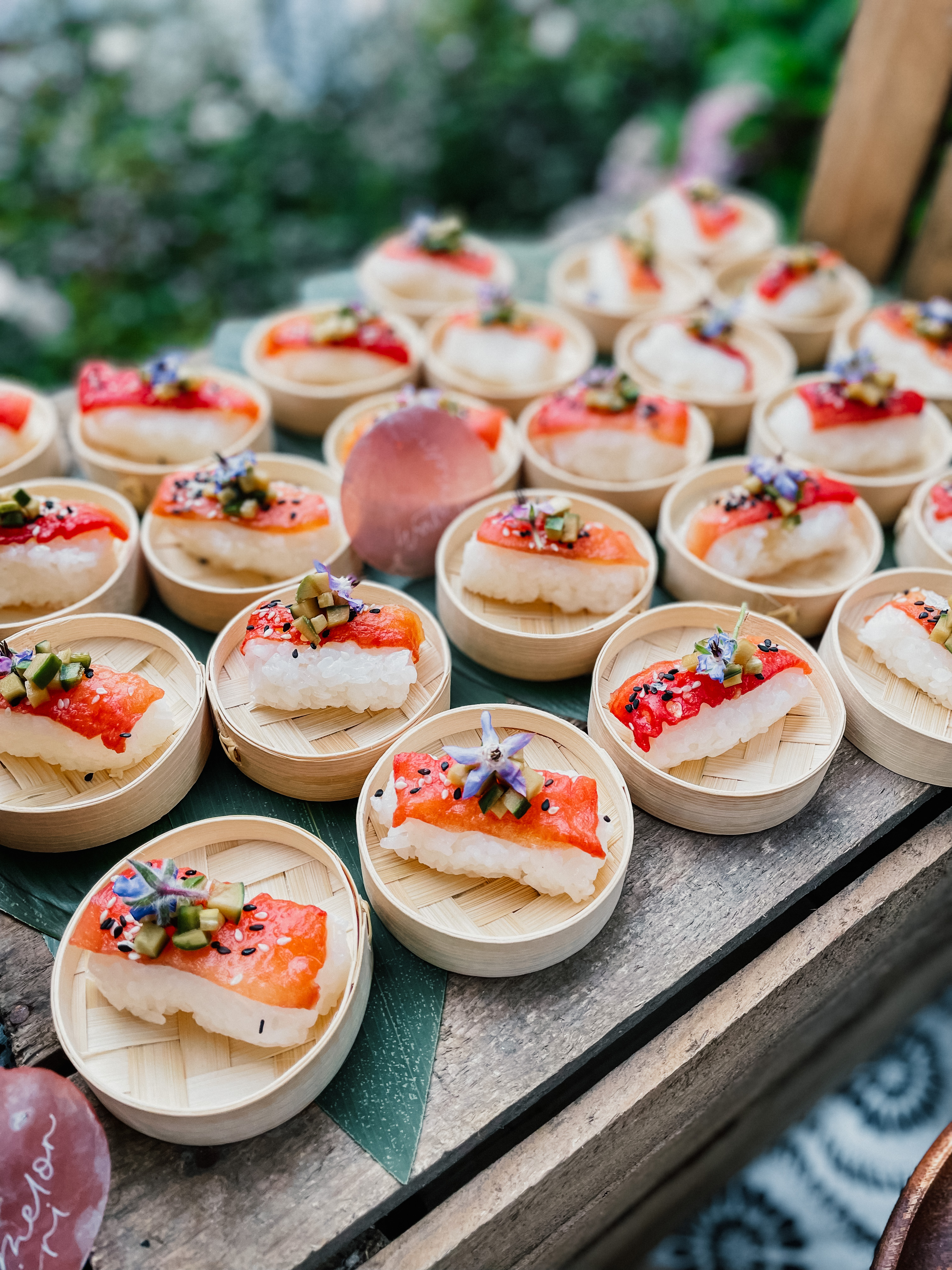 Private boat bar installation with wine and florals